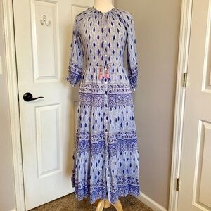 Alicia Bell Blue Paisley Dress | Size XS | Silk Cotton